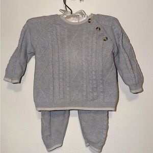 Edgehill Collection Gray Cable Knit Kids Matching Set